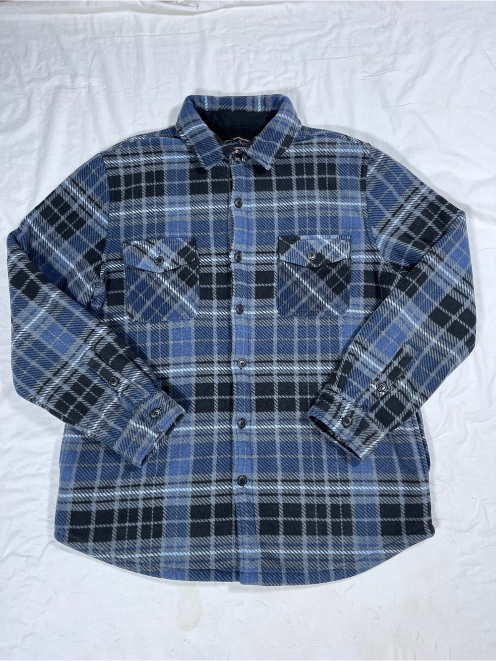 Freedom Foundry Men's Blue Plaid Button-Up Flannel Fleece Size Large